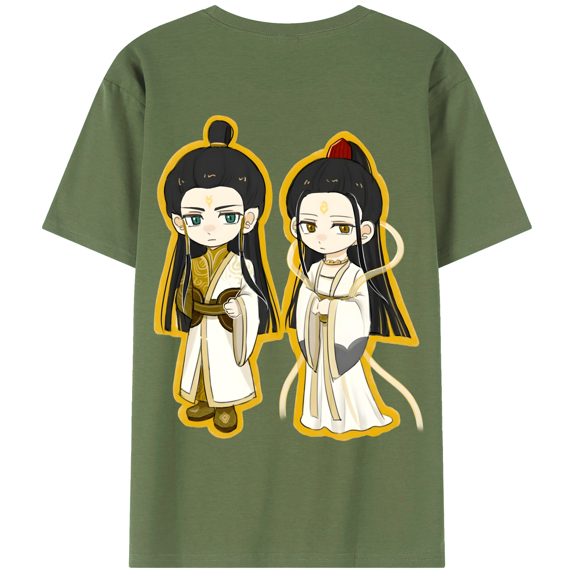 （画像用） Ne Zha 2 ナタ 魔童の大暴れ 綿100％ メンズ半袖Tシャツ（バックプリント） 通気性
